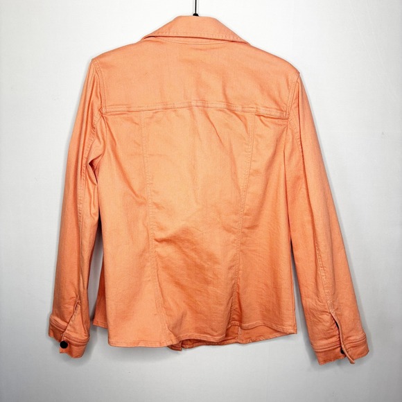 Chico's Cantaloupe 2 Piece Denim Set Size 2/L Jean Jacket Ankle Pants Stretch - Picture 6 of 14